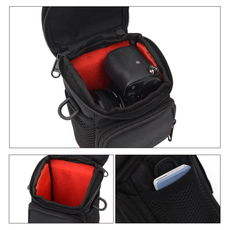 Mini bolso universal de tela para cámara digital con correa, tamaño: 115 x 105 x 155 mm, 11 x 10 x 15cm(Black)