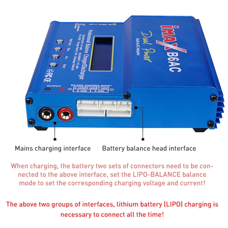 Cargador de equilibrio de batería iMAX B6AC LCD RC Lipo de 2,6 pulgadas (100-240 V / enchufe de la UE), B6AC