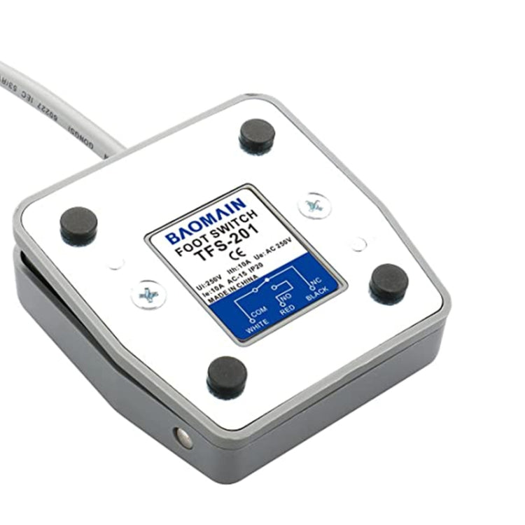 TFS-201 AC 250V 10 A Pedal de alimentación con interruptor de pie de plástico de energía eléctrica, longitud del cable: 1 m, TFS-201 1m