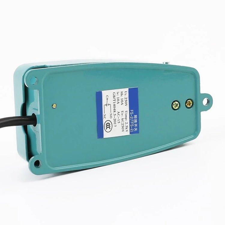 TFS-2 AC 250V 10A Interruptor de pedal de control de pie con caja de metal antideslizante, longitud del cable: 90 cm, TFS-2