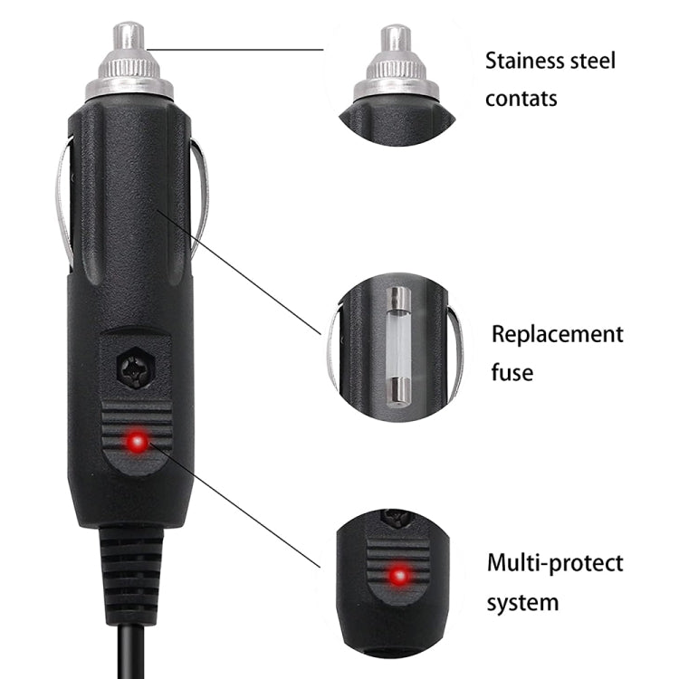 Cargador de coche con cable en espiral, adaptador de fuente de alimentación de CC de 2 A, 5,5 x 2,1 mm, longitud: 40-140 cm, 5.5 x 2.1mm