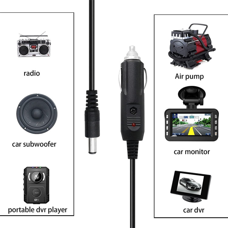 Cargador de coche con cable en espiral, adaptador de fuente de alimentación de CC de 2 A, 5,5 x 2,1 mm, longitud: 40-140 cm, 5.5 x 2.1mm