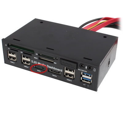 Lector de tarjetas para tablero de PC multimedia de 5,25 pulgadas, 2 x USB 3.0 + 6 x USB 2.0 SATA, 2 x USB 3.0 + 6 x USB 2.0 SATA
