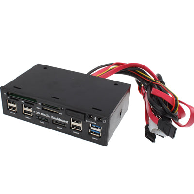 Lector de tarjetas para tablero de PC multimedia de 5,25 pulgadas, 2 x USB 3.0 + 6 x USB 2.0 SATA, 2 x USB 3.0 + 6 x USB 2.0 SATA