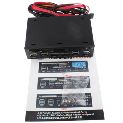Lector de tarjetas para tablero de PC multimedia de 5,25 pulgadas, 2 x USB 3.0 + 6 x USB 2.0 SATA, 2 x USB 3.0 + 6 x USB 2.0 SATA