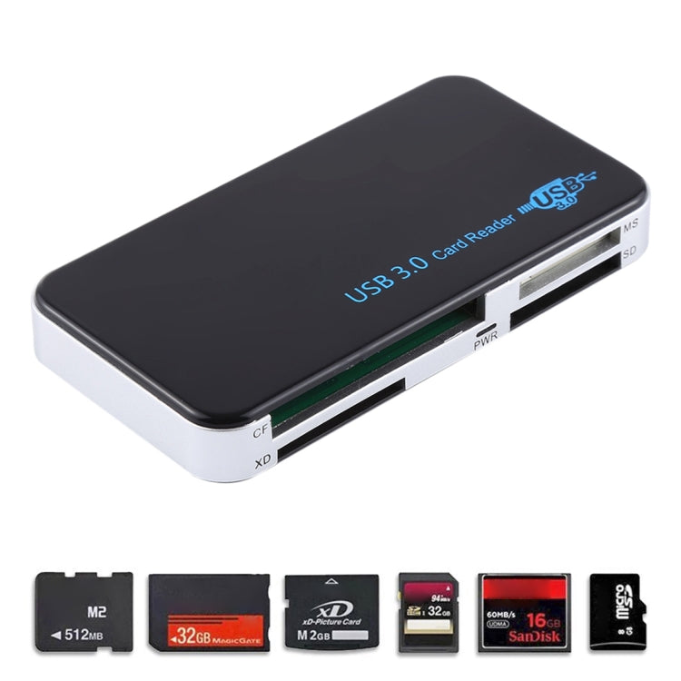 Lector de tarjetas USB 3.0, supervelocidad de 5 Gbps, compatible con tarjeta CF/SD/TF/M2/XD/MS, carcasa de plástico