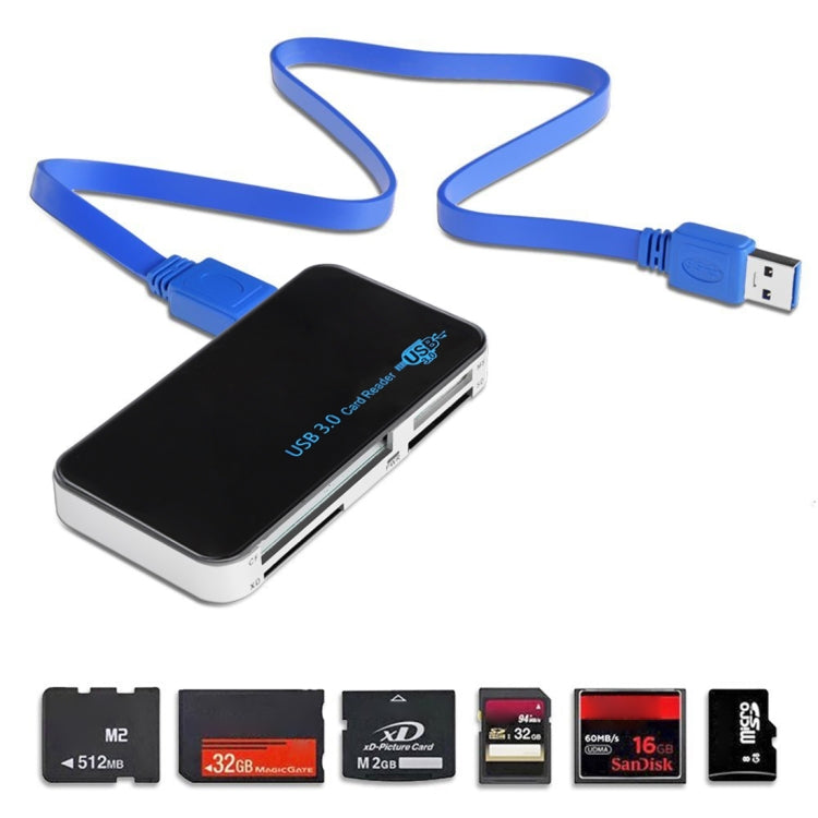 Lector de tarjetas USB 3.0, supervelocidad de 5 Gbps, compatible con tarjeta CF/SD/TF/M2/XD/MS, carcasa de plástico