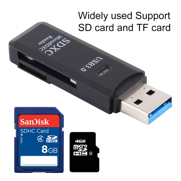 Lector de tarjetas USB 3.0 2 en 1, supervelocidad de 5 Gbps, compatible con tarjeta SD/tarjeta TF