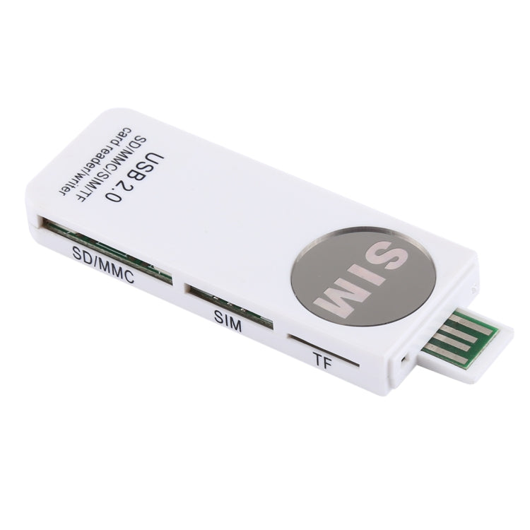 Lector de tarjetas universal USB, compatible con tarjetas SD / MMC /SIM / TF, White