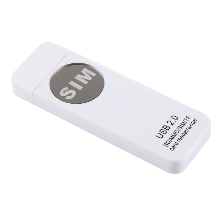 Lector de tarjetas universal USB, compatible con tarjetas SD / MMC /SIM / TF, White