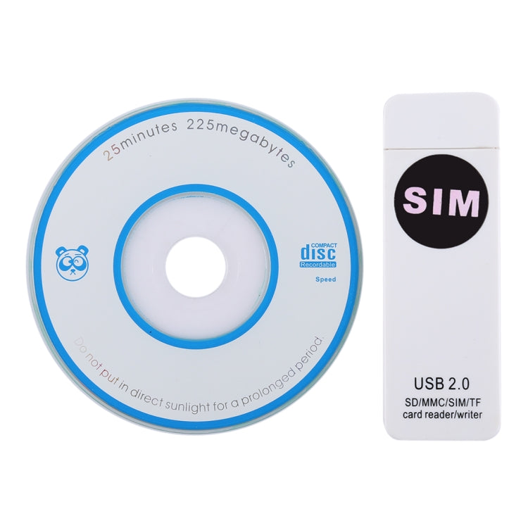 Lector de tarjetas universal USB, compatible con tarjetas SD / MMC /SIM / TF, White