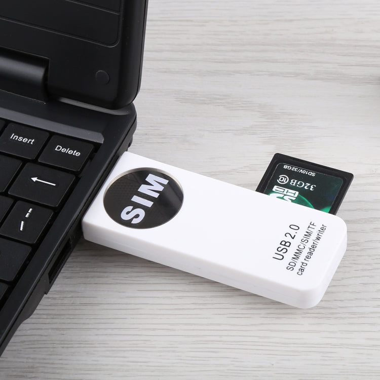 Lector de tarjetas universal USB, compatible con tarjetas SD / MMC /SIM / TF, White
