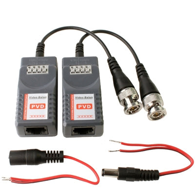 Balun de vídeo pasivo de 2 piezas con alimentación de vídeo/datos