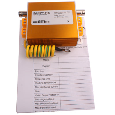 12V 3 en 1 Descargador de sobretensiones de seguridad de señal de video de potencia, 12V 3 in 1