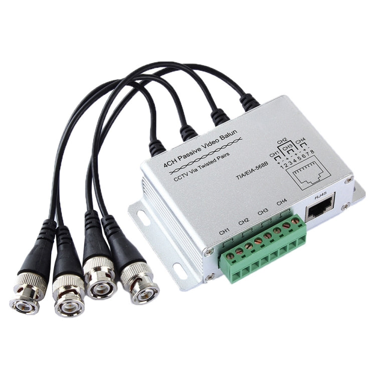 Balun video pasivo de 4 canales UTP, CCTV vía pares trenzados, 4 CH UTP