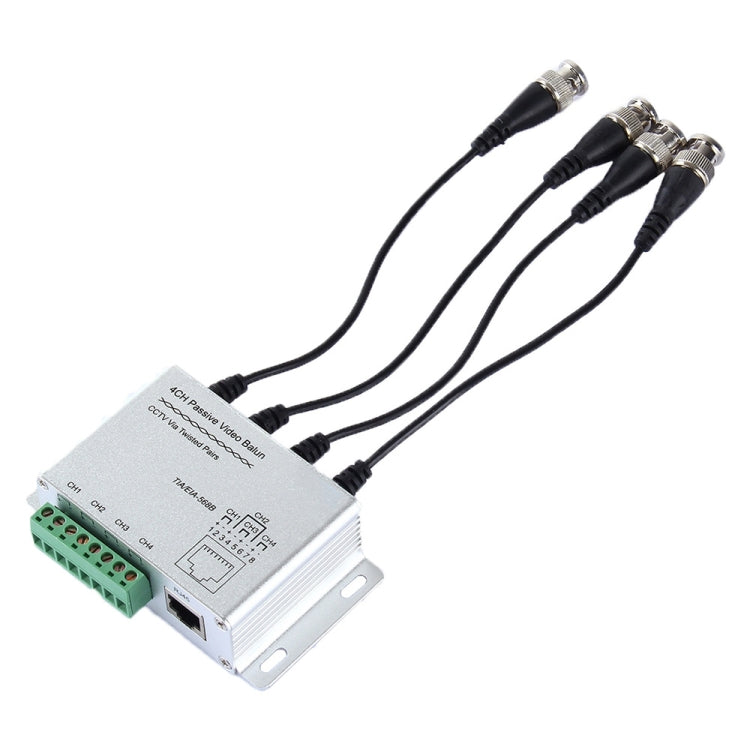 Balun video pasivo de 4 canales UTP, CCTV vía pares trenzados, 4 CH UTP
