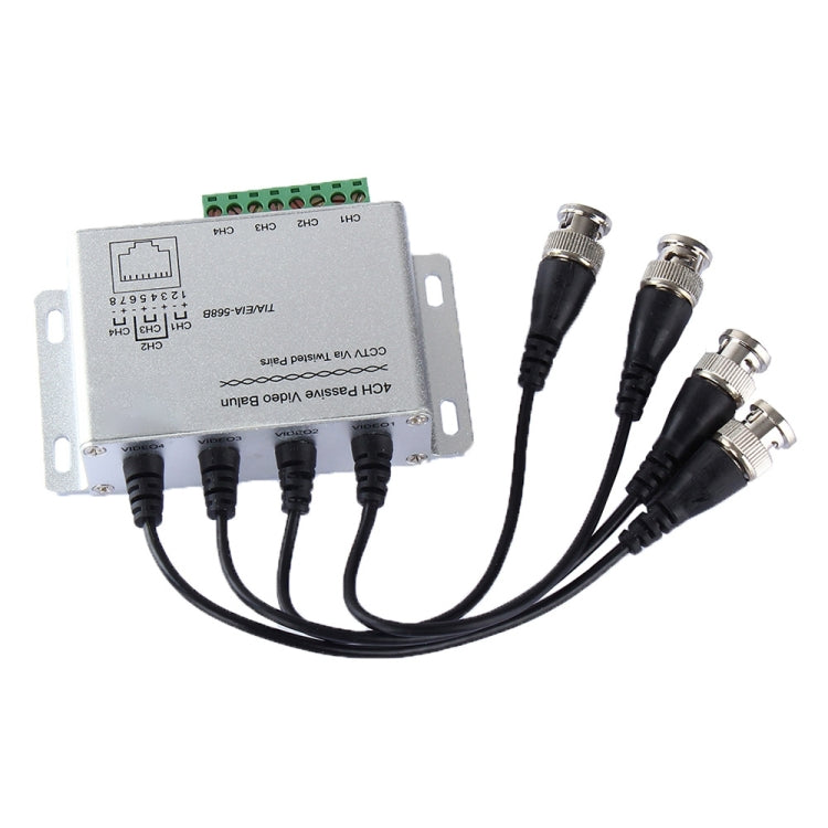 Balun video pasivo de 4 canales UTP, CCTV vía pares trenzados, 4 CH UTP