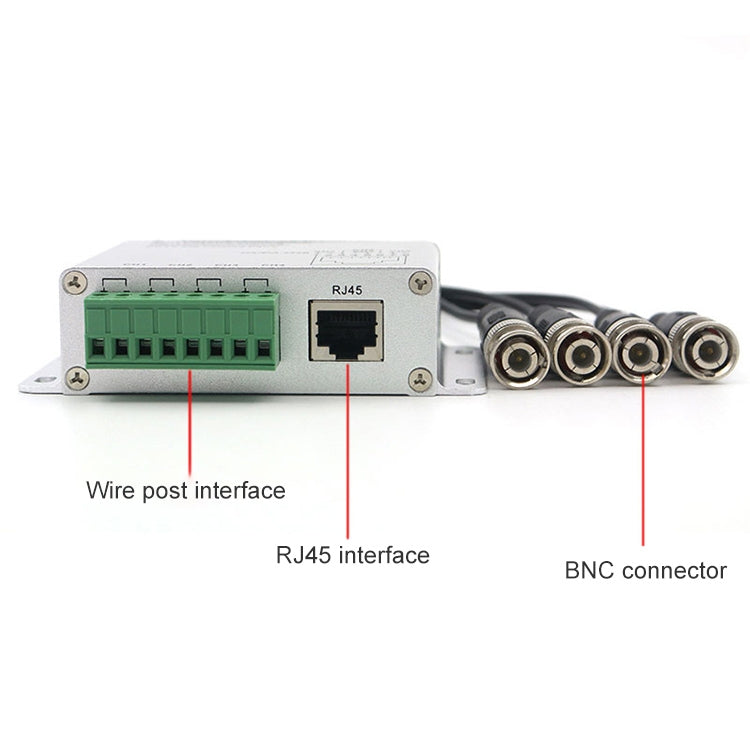 Balun video pasivo de 4 canales UTP, CCTV vía pares trenzados, 4 CH UTP