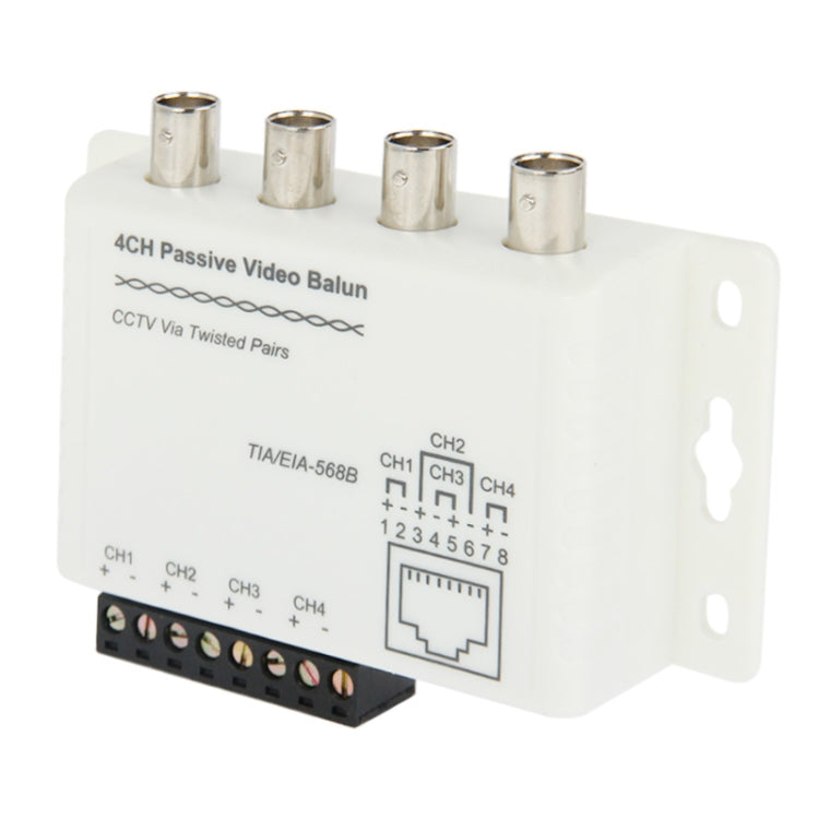Video Balun UTP Pasivo de 4 Canales / CCTV Vía Pares Trenzados, UTP Video Balun