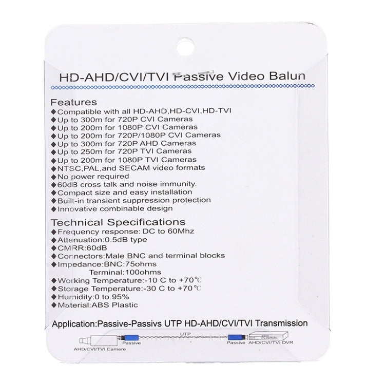 2 PCS HD 202E Versión mejorada Coaxial CVI/TVI/AHD 1CH Transceptor pasivo Video Balun, 202E