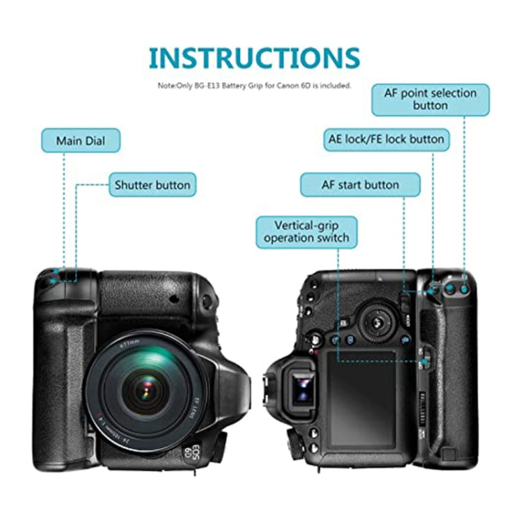 Empuñadura de batería para Canon 6D, For Canon 6D