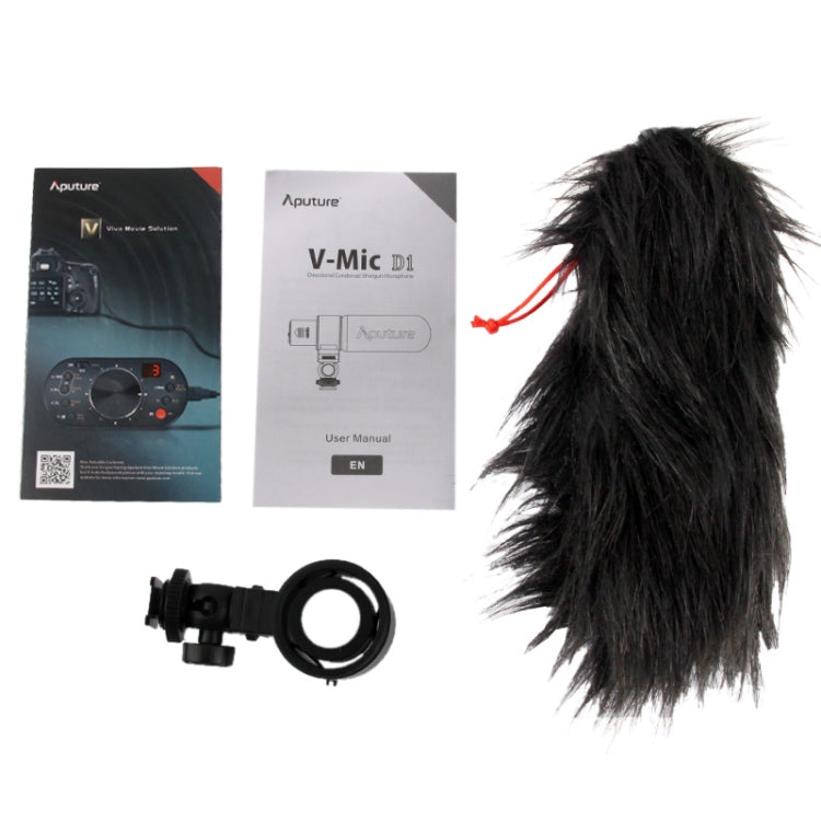 Micrófono de escopeta de condensador direccional Aputure V-MIC D1, compatible con giro de 360 grados/inclinación de 180 grados