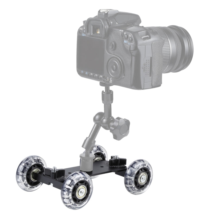 Mesa de piso Video Slider Track Dolly Car para cámara DSLR, Black
