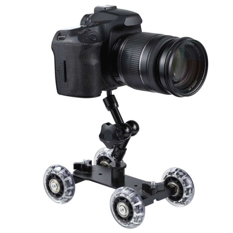 Mesa de piso Video Slider Track Dolly Car para cámara DSLR, Black