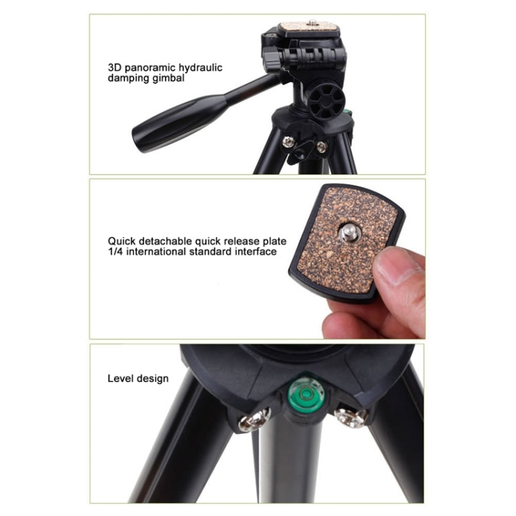 YUNTENG VCT-681 Soporte para trípode para cámaras SLR / Micro-SLR / Digital de 138 cm, Patas de Aluminio Plegables de 4 Secciones, Adecuado para Canon / Nikon / Panasonic / Pentax / Casio / Sony / Fuji (Capacidad de Carga: 3 kg)