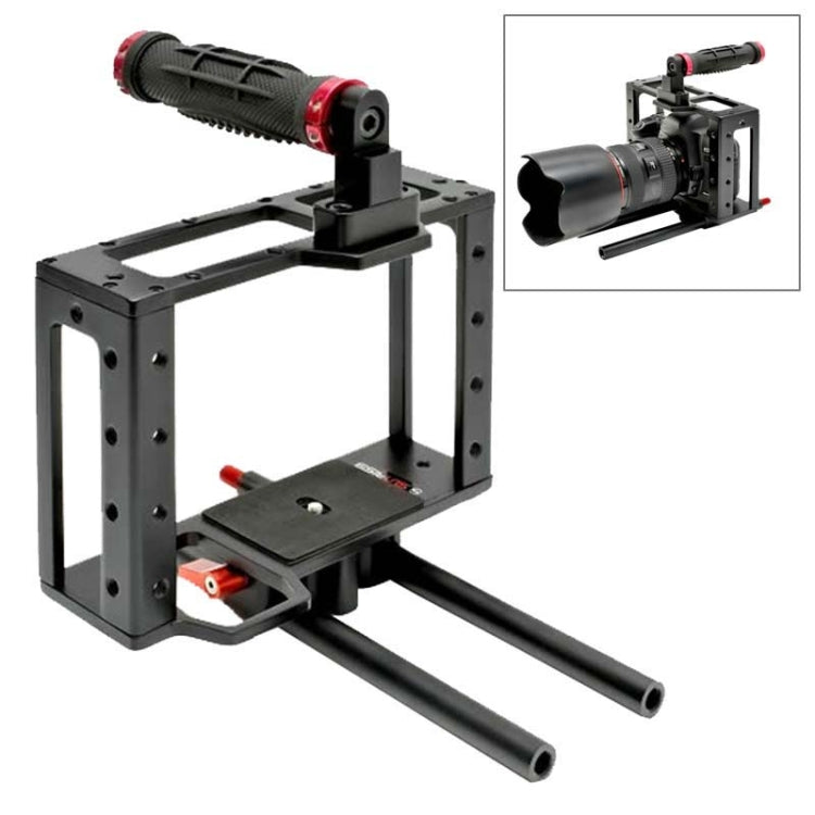 DEBO DET-08 Kit de mango de jaula para cámara SLR 5D2 / 5D3 (negro + rojo)
