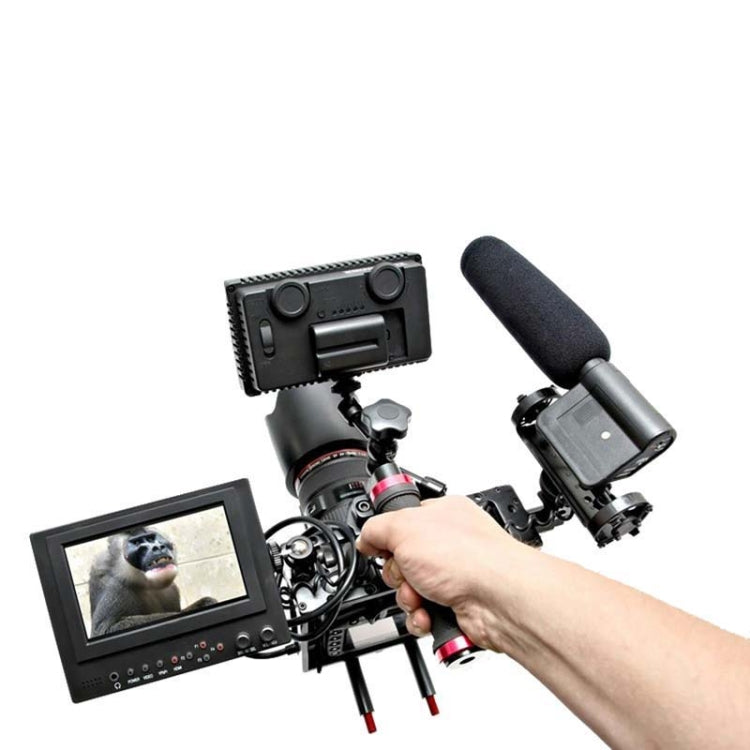 DEBO DET-08 Kit de mango de jaula para cámara SLR 5D2 / 5D3 (negro + rojo)