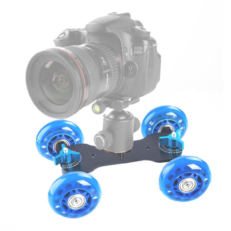 DEBO Cámara de Primera Generación Camión/Mesa de Piso Video Slider Track Dolly Car para Cámara DSLR/Videocámaras, Blue