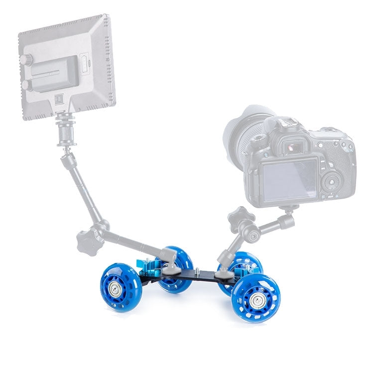 DEBO Cámara de Primera Generación Camión/Mesa de Piso Video Slider Track Dolly Car para Cámara DSLR/Videocámaras, Blue