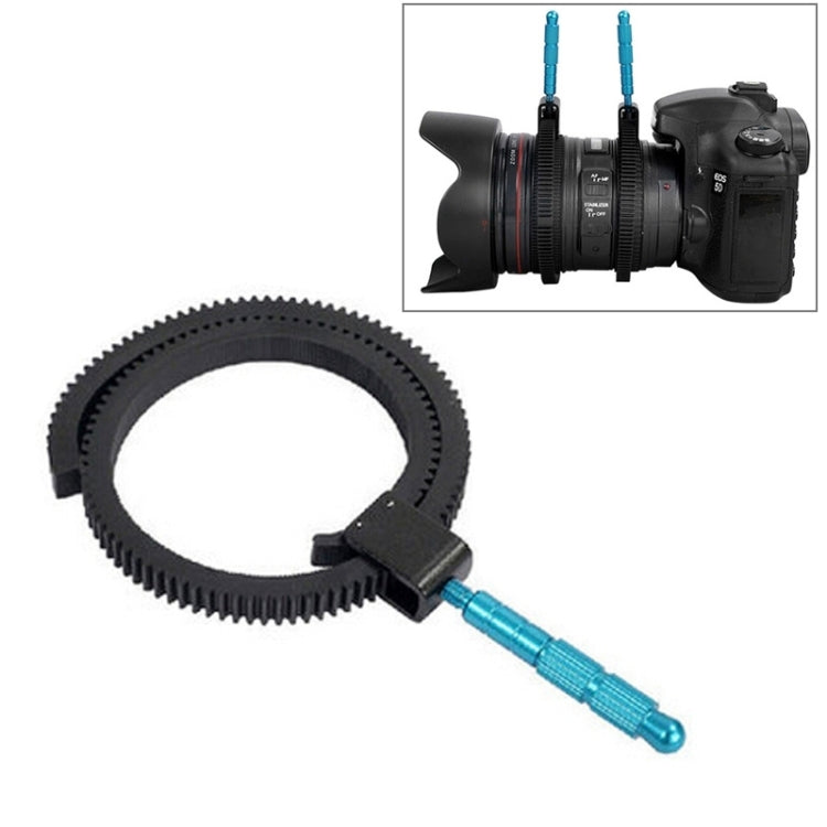 Empuñadura de mano con anillo de engranaje de lente de enfoque de seguimiento de goma de 2 piezas