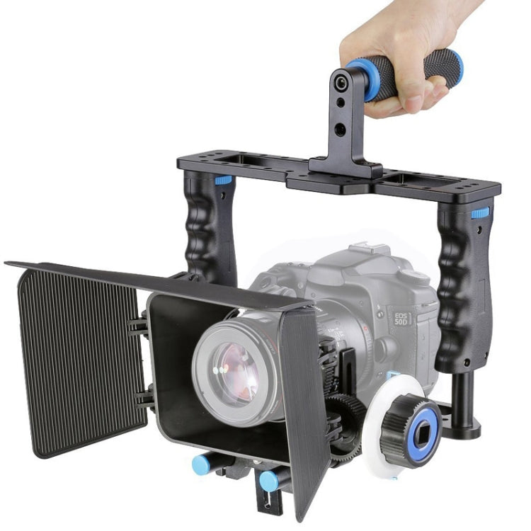 YELANGU YLG1103A-B Estabilizador de jaula para cámara de vídeo con mango grande + Kit de caja mate para cámara DSLR/cámara de vídeo