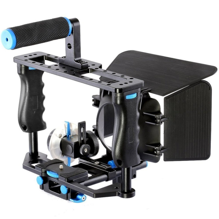 YELANGU YLG1103A-B Estabilizador de jaula para cámara de vídeo con mango grande + Kit de caja mate para cámara DSLR/cámara de vídeo