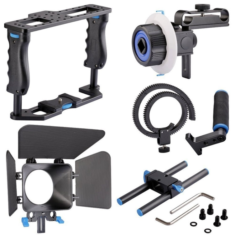 YELANGU YLG1103A-B Estabilizador de jaula para cámara de vídeo con mango grande + Kit de caja mate para cámara DSLR/cámara de vídeo