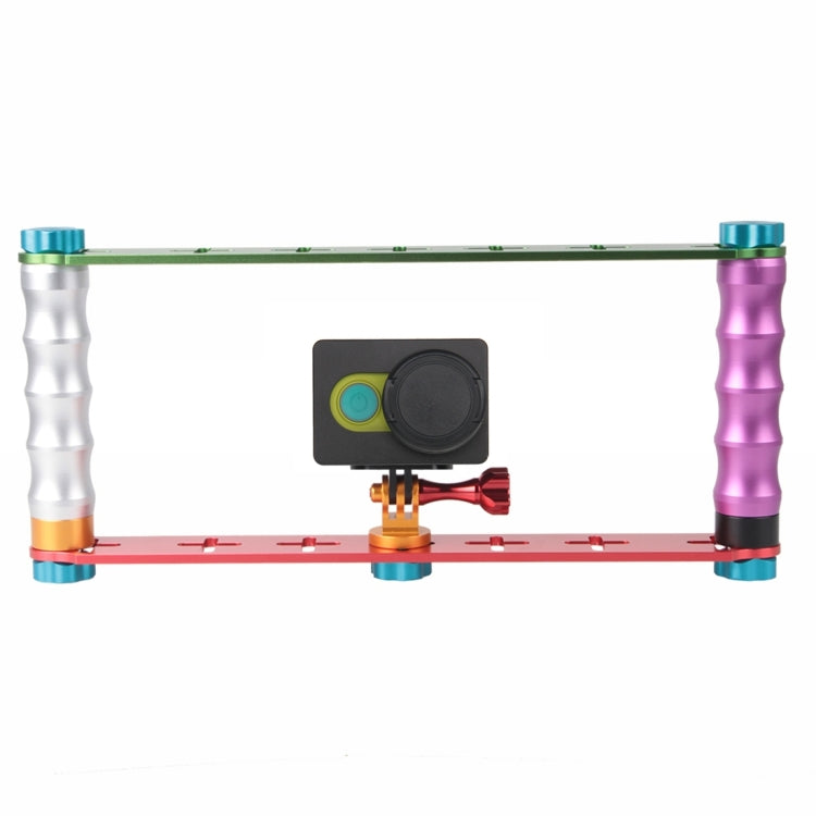 Estabilizador de mango de doble agarre Soporte de montaje de aluminio para cámaras de deportes de acción PULUZ Montura de abrazadera flexible para GoPro Hero11 Black / HERO10 Black /9 Black /8 Black /7/6/5/5 Session /4 Session /4/3+ /3/2/1, DJI Osmo Ac...