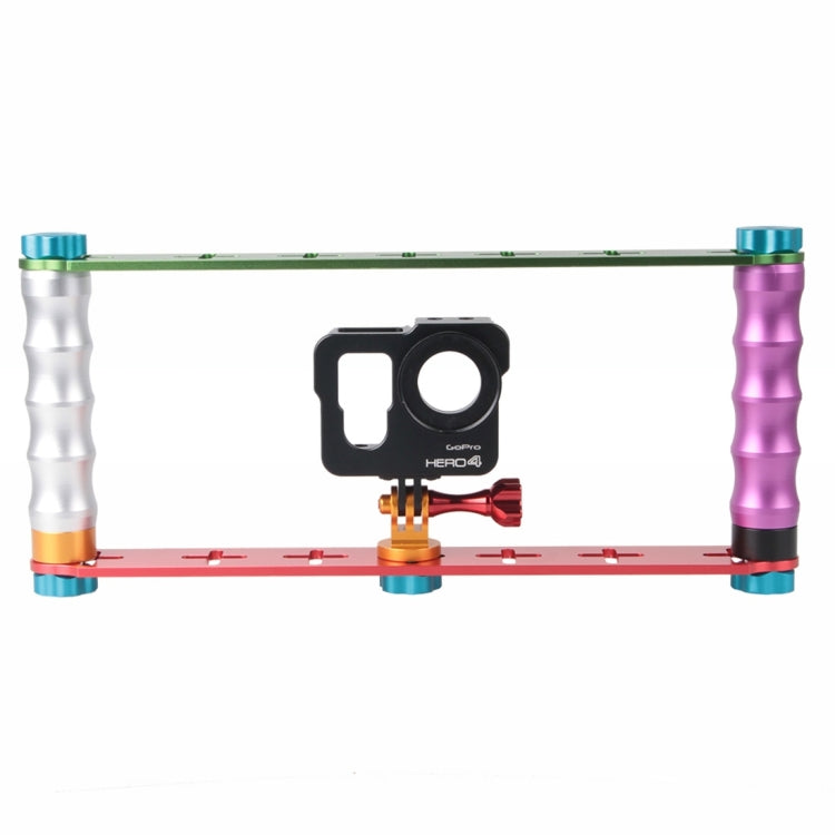 Estabilizador de mango de doble agarre Soporte de montaje de aluminio para cámaras de deportes de acción PULUZ Montura de abrazadera flexible para GoPro Hero11 Black / HERO10 Black /9 Black /8 Black /7/6/5/5 Session /4 Session /4/3+ /3/2/1, DJI Osmo Ac...