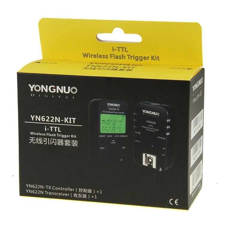 YONGNUO YN622N-KIT Controlador de disparo de flash inalámbrico i-TTL + kit transceptor para cámara Nikon, for Nikon