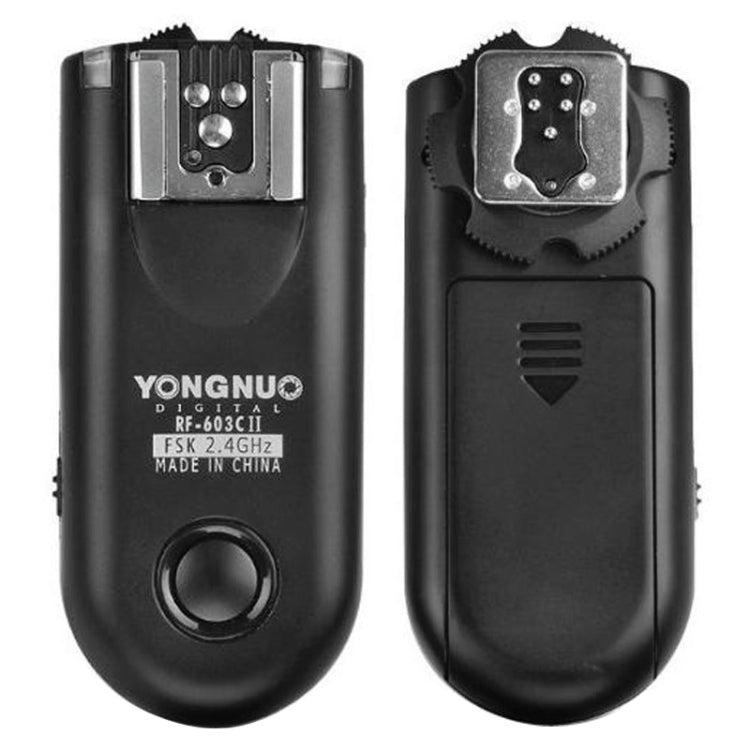 2 PCS YONGNUO RF603C II FSK 2.4GHz Disparador de flash inalámbrico con cable de conexión de obturador C1, RF603C II
