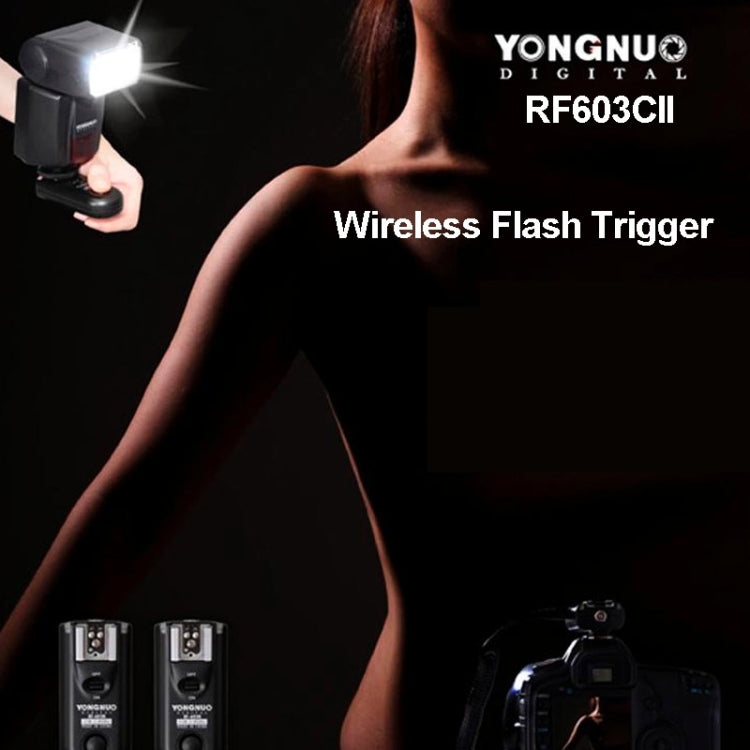 2 PCS YONGNUO RF603C II FSK 2.4GHz Disparador de flash inalámbrico con cable de conexión de obturador C1, RF603C II
