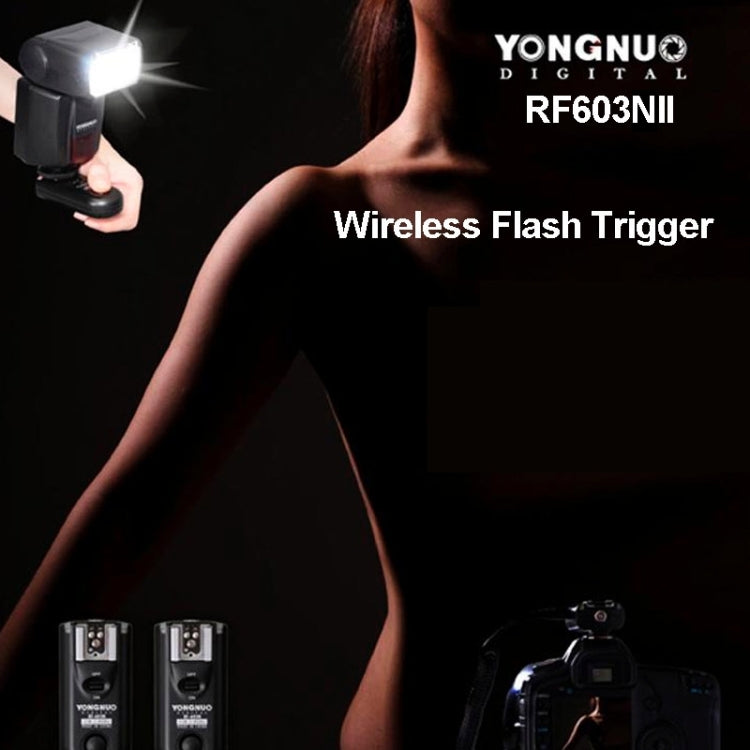 2 PCS YONGNUO RF603N II FSK 2.4GHz Disparador de flash inalámbrico con cable de conexión de obturador N1, RF603N II