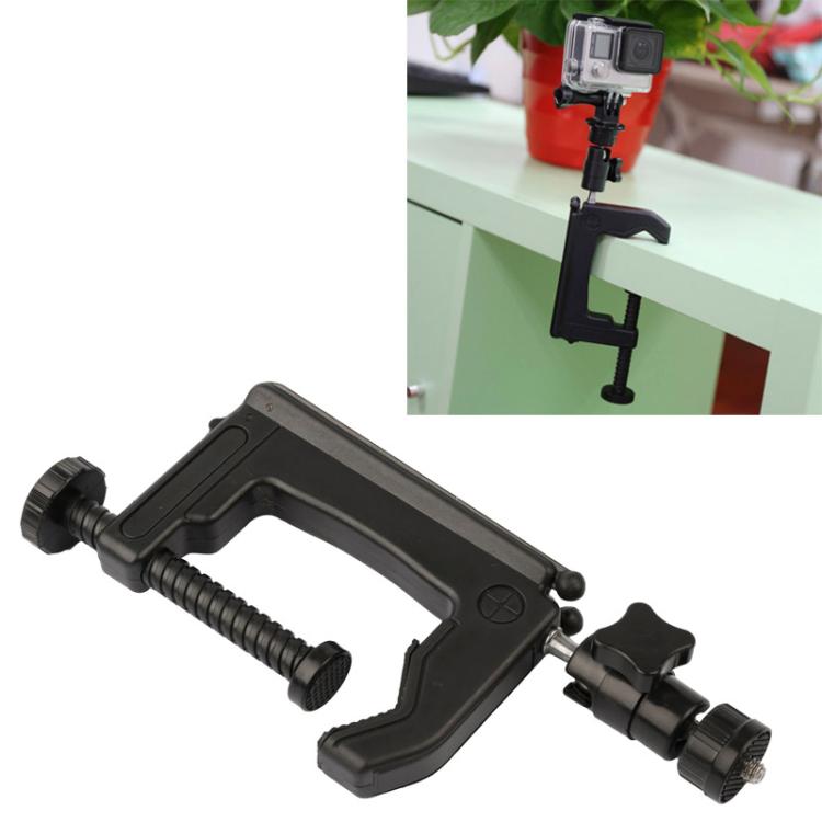 Soporte de abrazadera fija de escritorio con adaptador de trípode para GoPro Hero11 Black / HERO10 Black /9 Black /8 Black /7/6/5/5 Session /4 Session /4/3+ /3/2/1, DJI Osmo Action y otrosCámaras de acción, Tamaño de abrazadera: 1 - 6 cm, Table Clamp