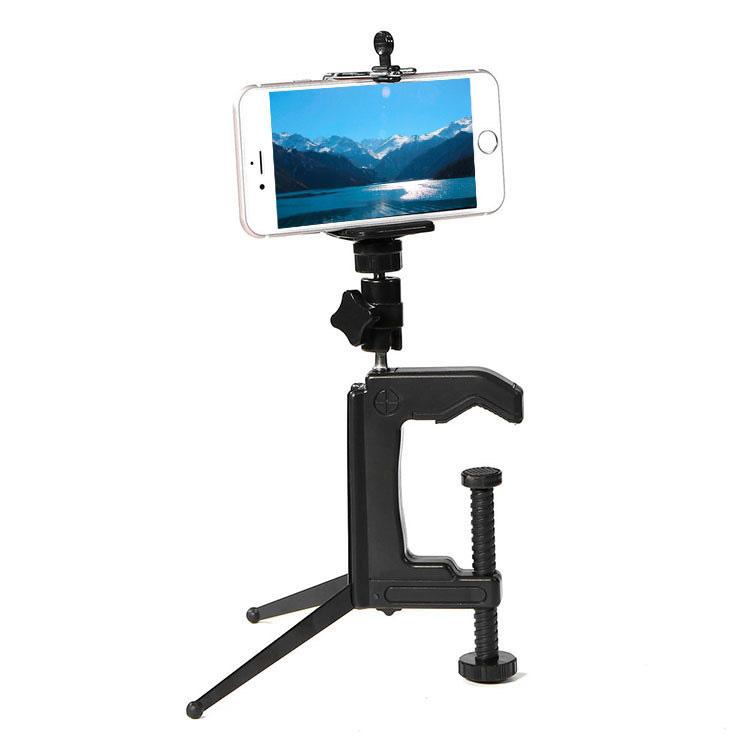 Soporte de abrazadera fija de escritorio con adaptador de trípode para GoPro Hero11 Black / HERO10 Black /9 Black /8 Black /7/6/5/5 Session /4 Session /4/3+ /3/2/1, DJI Osmo Action y otrosCámaras de acción, Tamaño de abrazadera: 1 - 6 cm, Table Clamp
