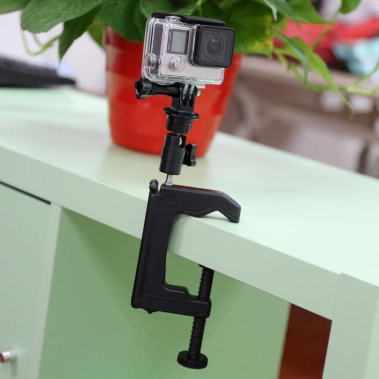 Soporte de abrazadera fija de escritorio con adaptador de trípode para GoPro Hero11 Black / HERO10 Black /9 Black /8 Black /7/6/5/5 Session /4 Session /4/3+ /3/2/1, DJI Osmo Action y otrosCámaras de acción, Tamaño de abrazadera: 1 - 6 cm, Table Clamp