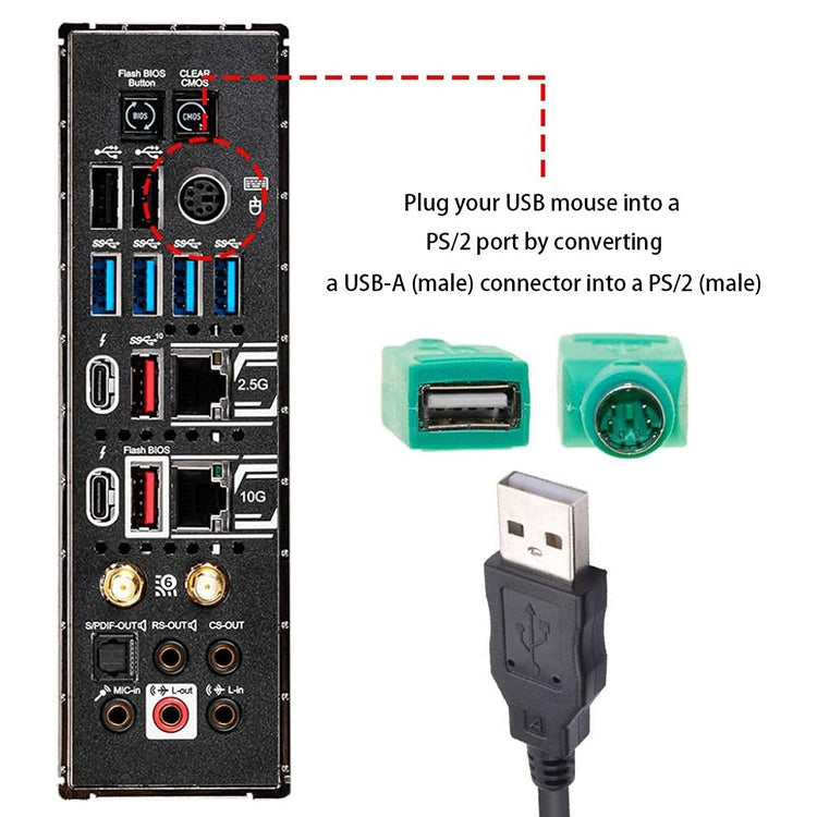 Conector convertidor USB hembra a PS macho de 10 piezas