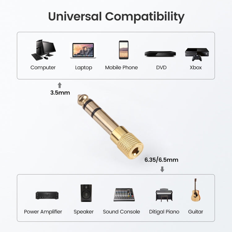 Adaptadores de conector de audio macho de 6,35 mm a hembra de 3,5 mm (10 unidades en un paquete, el precio es por 10 unidades), 6.35mm Male to 3.5mm Female