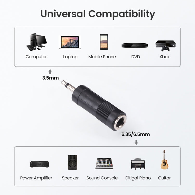Adaptadores convertidores de sonido mono macho de 3,5 mm a hembra de 6,35 mm (100 unidades en un paquete, el precio es por 100 unidades)