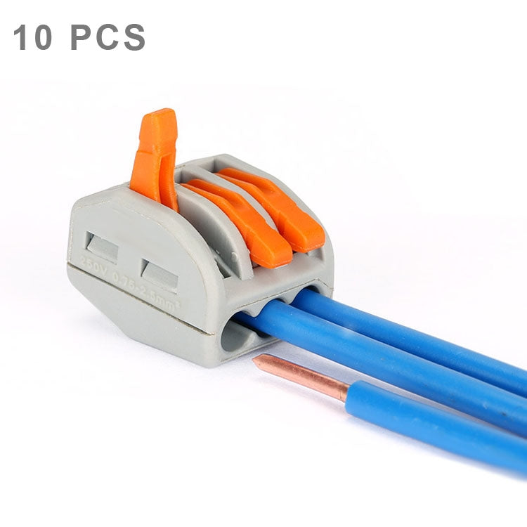 Conector de cable sin soldadura, abrazadera de empuje Universal compacto de 3 pines, 10 Uds., 3 Pin